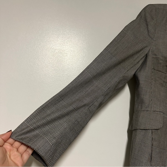 Akris Punto Wool Mix Pattern Check Gray Office Wear Button Front Blazer Size 10 - Picture 4 of 8